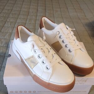 Blowfish Malibu White and Gold Sneakers